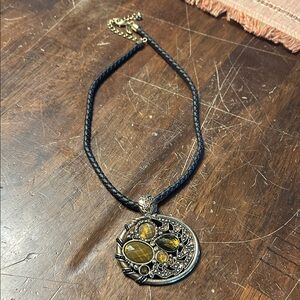 Lia Sophia Black and Gold Statement Necklace